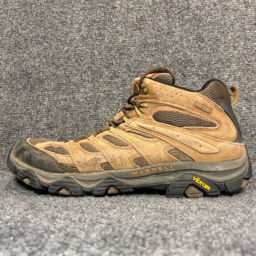 Merrell Waterproof Brown Suede Hiking Ankle Boots Vibram Soles Men Shoes 14
